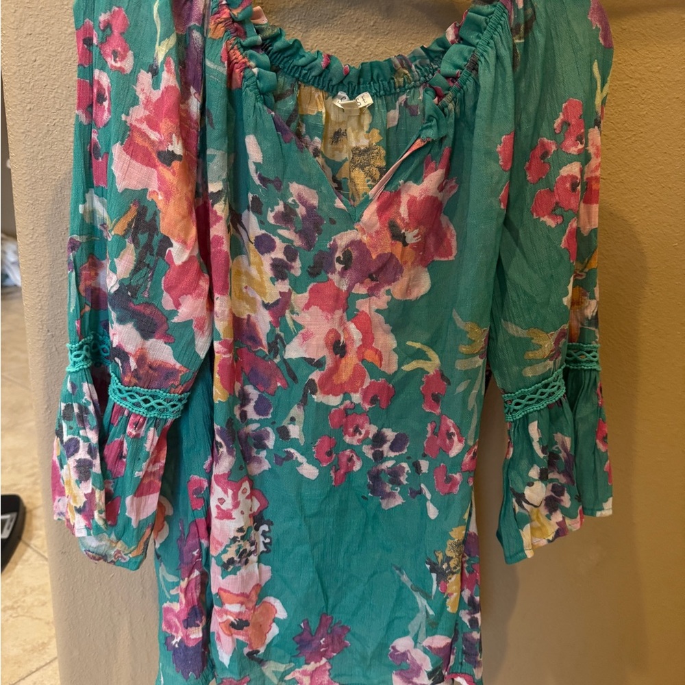 Floral Teal Women's Top